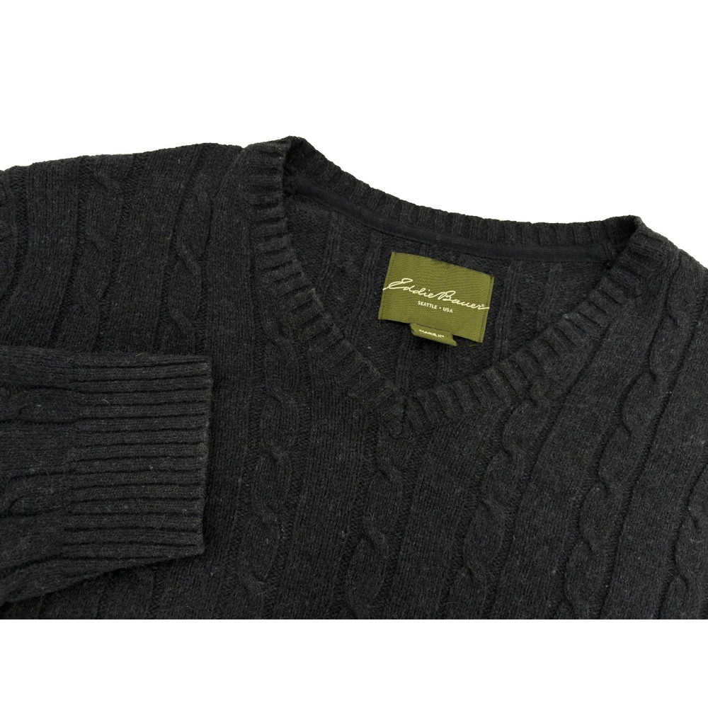 Eddie Bauer Men's VTG Navy Fisherman's Sweater Cable Knit Cotton Wool Blend, XL